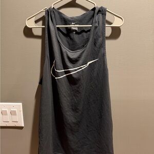 Nike Women's Charcoal Tank Top with White Logo